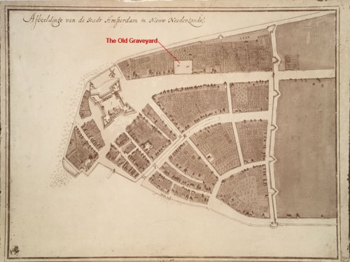 The Old Graveyard shown on the Castello Plan of New Amsterdam in 1660