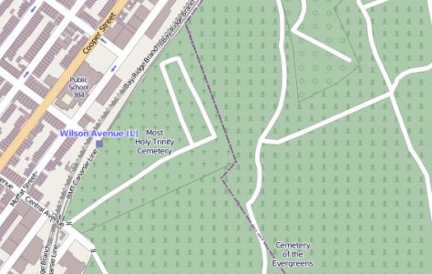 Location of Most Holy Trinity Cemetery.